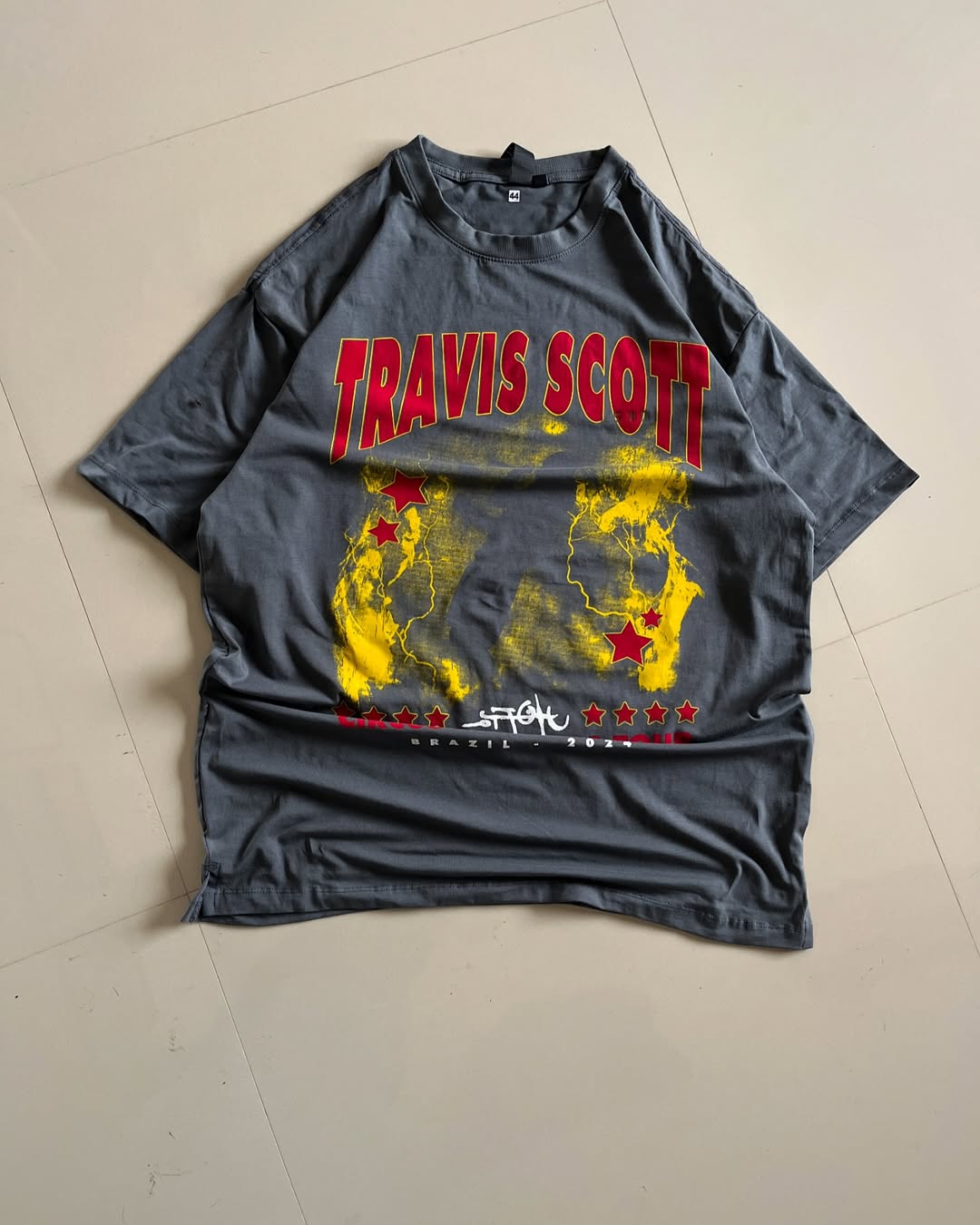 Front view of JunkFits x Travis Scott Circus Maximus Tour T-Shirt - Brazil 2024