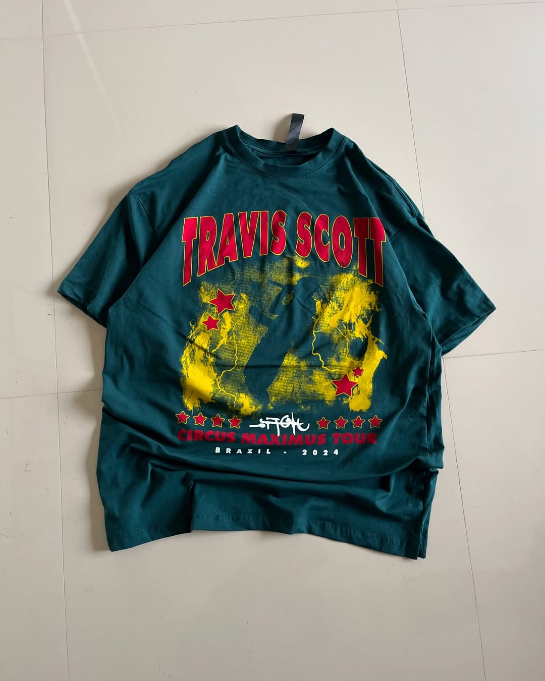 Front view of JunkFits x Travis Scott Circus Maximus Tour T-Shirt - Brazil 2024