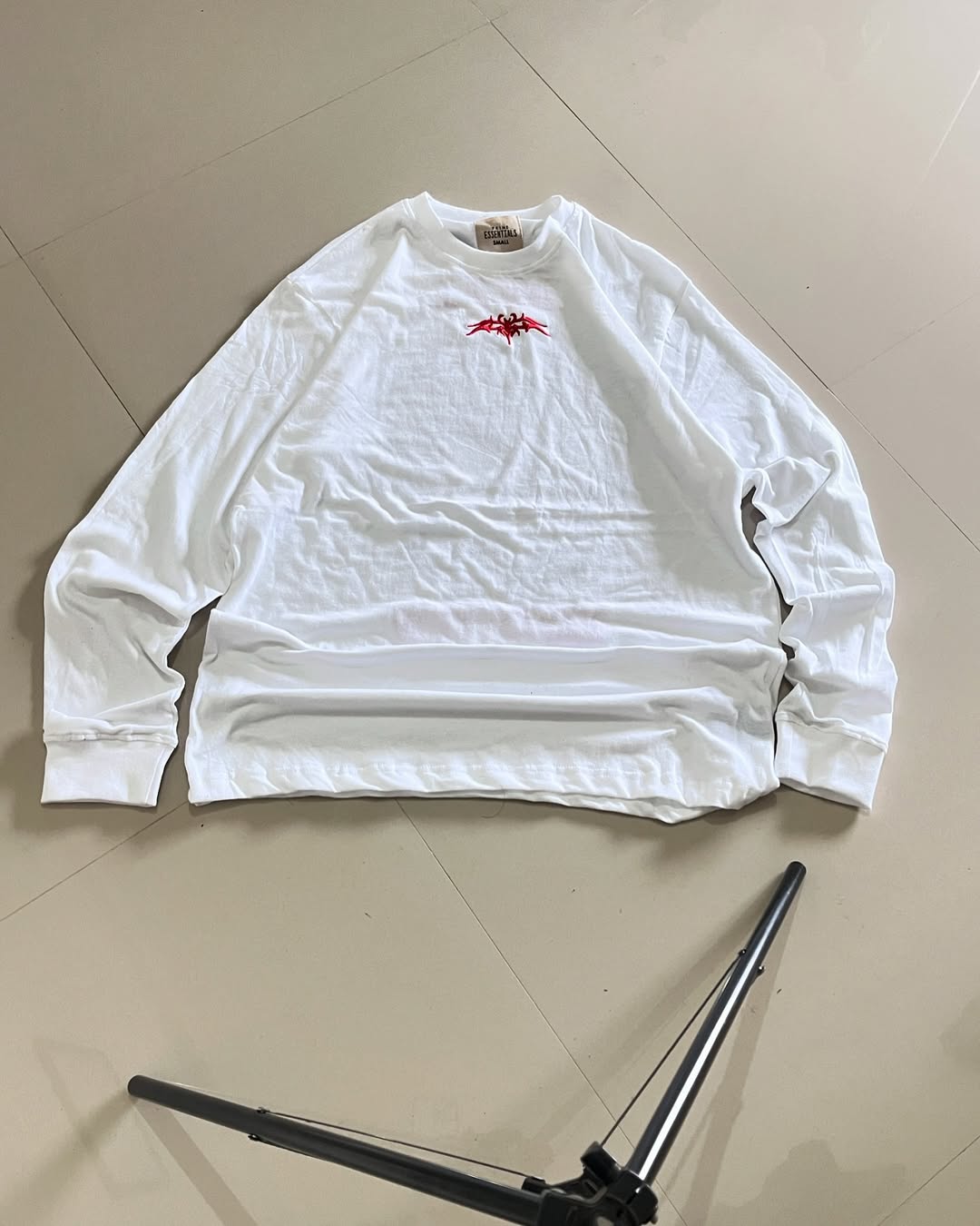 JunkFits Hell Bound Long Sleeve T-Shirt Front View - White shirt with clean minimal front