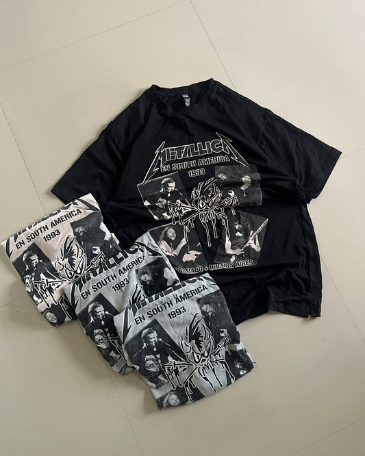 Metallica South America 1993 graphic tee laid out flat

